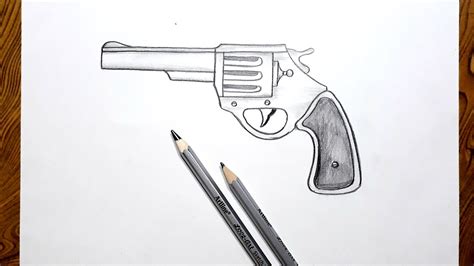 how to draw revolver gun step by step very easy - YouTube