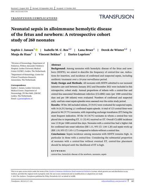 (PDF) Neonatal sepsis in alloimmune hemolytic disease of the fetus and newborn: A retrospective ...