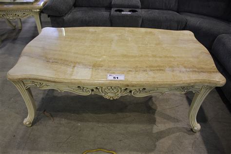 TRADITIONAL STYLE MARBLE TOP COFFEE TABLE - Able Auctions