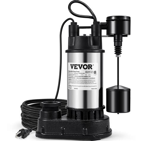 VEVOR 1.5 HP Submersible Cast Iron and Steel Sump Pump, 6000 GPH ...