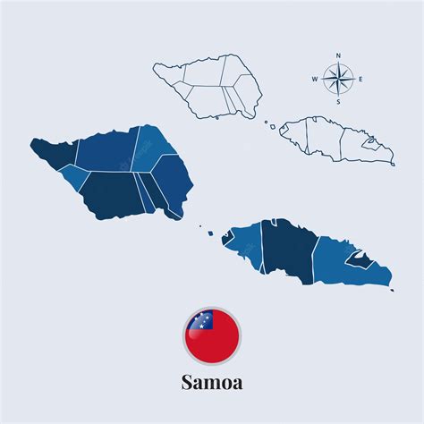 Premium Vector | Samoa map with flag samoa flag map