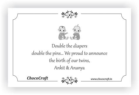 Twin Baby Announcement - Messages – CHOCOCRAFT