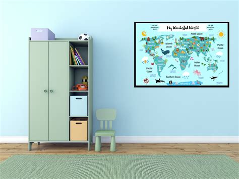 Kids World Map Poster World Map for Kids Posters World Map - Etsy