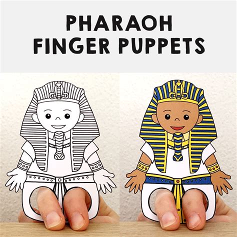 Pharaoh Finger Puppet Printable Ancient Egypt Coloring Paper Craft ...