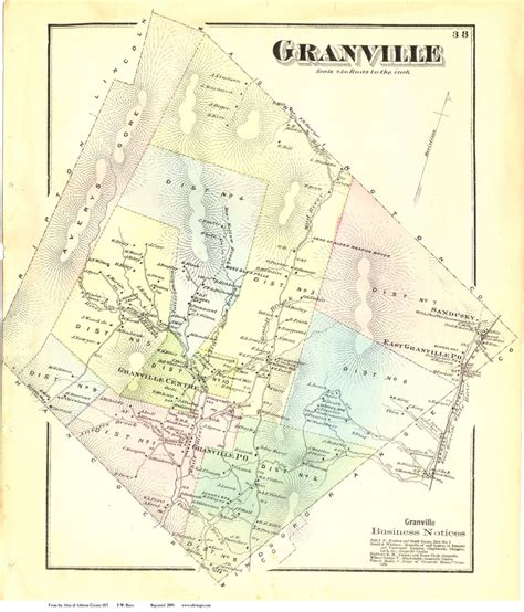 Granville, Vermont 1871 Old Town Map Reprint - Addison Co. - OLD MAPS