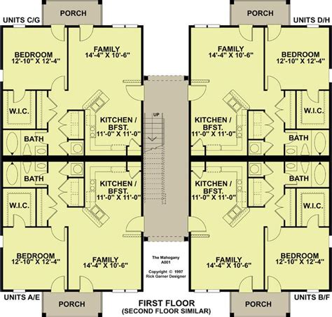 741 sq ft each unit | Duplex floor plans, Cottage floor plans ...