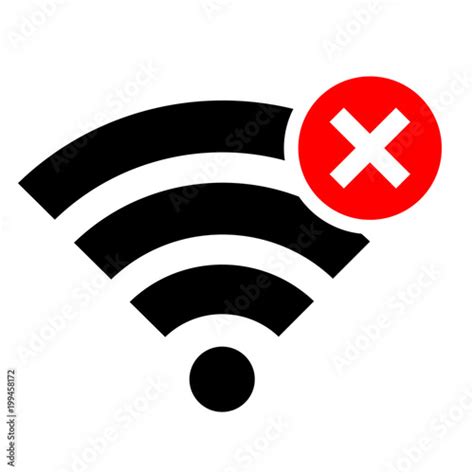 Simple, black and red no wi-fi connection icon. Isolated on white - Buy this stock vector and ...