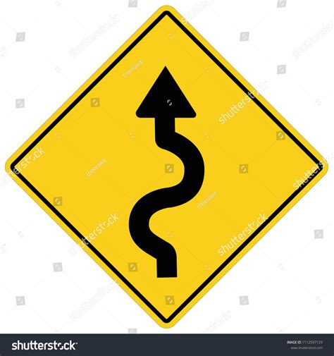 Winding Road Sign On White Background Stock Vector (Royalty Free) 1112597129 | Shutterstock