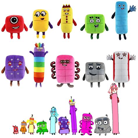 Buy LIUYI 10Pcs Numberblocks Plush Stuffed Toys, 1 Free Number Sticker 1-10 Number Stuffed Toy ...