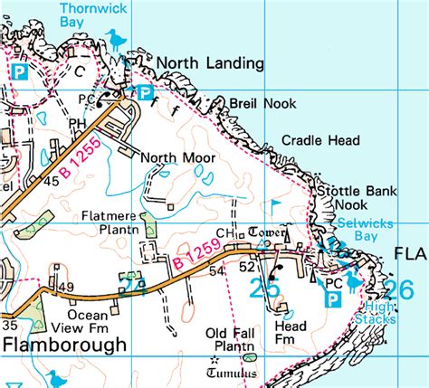 OS map of footpaths at Flamborough Lighthouse. | Flamborough, Os maps, Map