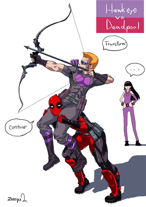 Hawkeye vs dead pool fan art by zassyu2 on DeviantArt