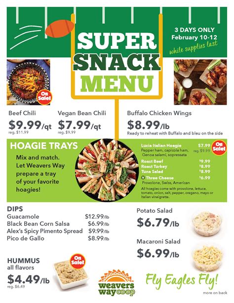 Super Bowl Menu 2023 | Weavers Way Co-op