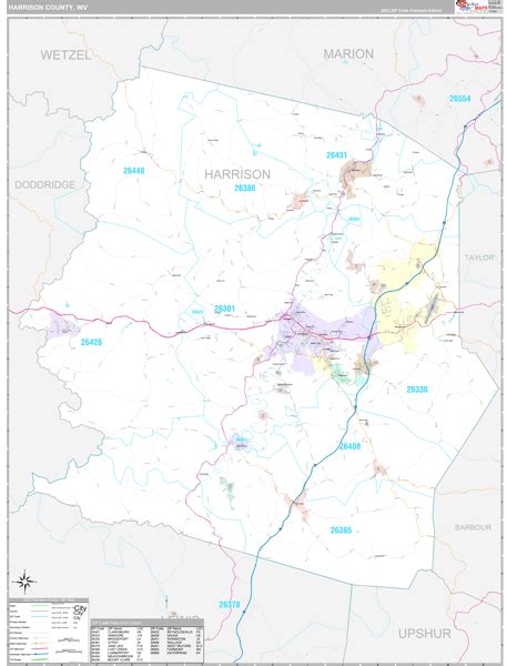 Harrison County, WV Zip Code Map - Premium