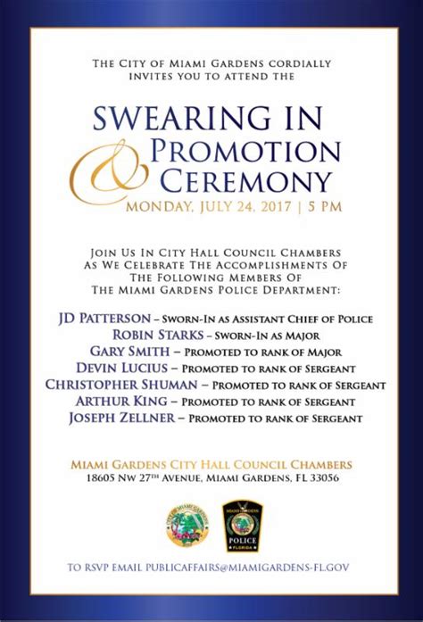 Swearing in and Promotion Ceremony for Members of the Miami Gardens ...