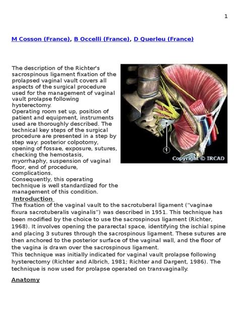 Richter's Sacrospinous Fixation | Surgical Suture | Vagina