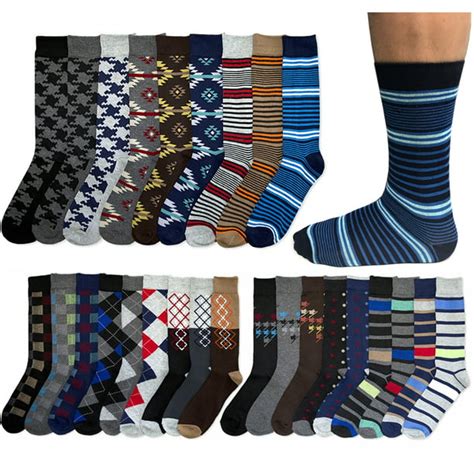 AllTopBargains - 4 Pairs Mens Dress Socks Men Fashion Print Crew Design ...