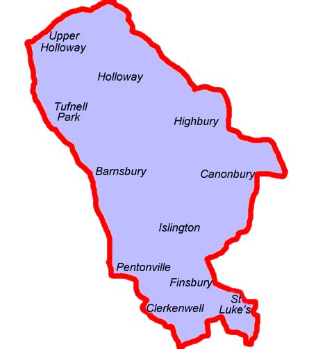 Islington Map Region Political | Map of London Political Regional