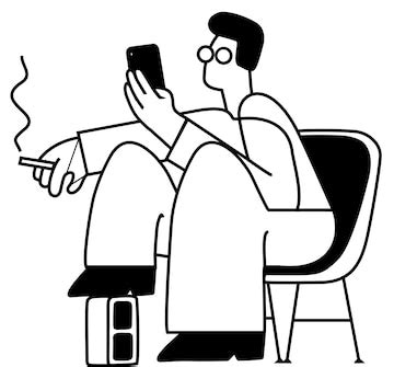 Premium Vector | Man sitting on chair and using mobile phone vector ...