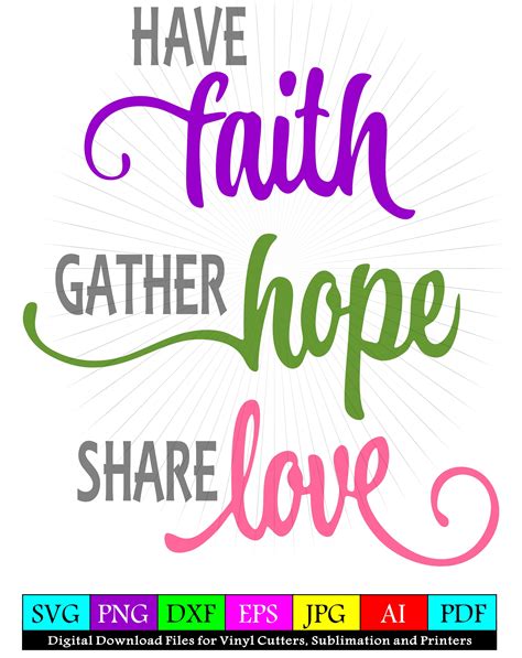 Have Faith Hope Love SVG and PNG Clipart instant digital download