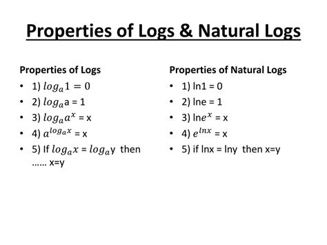 PPT - Properties of Logs & Natural Logs PowerPoint Presentation - ID:6754968