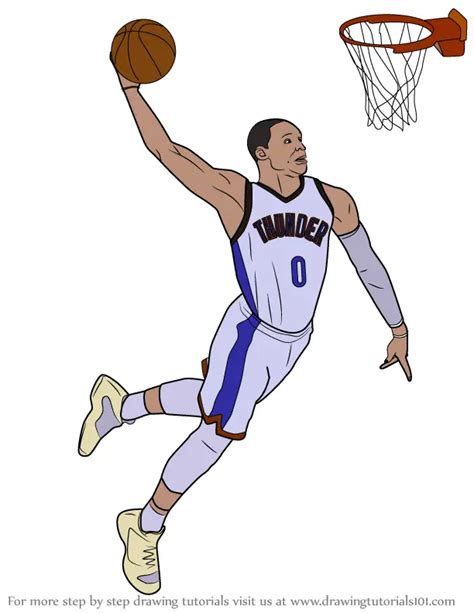 Learn How to Draw Russell Westbrook Dunking (Basketball Players) Step ...