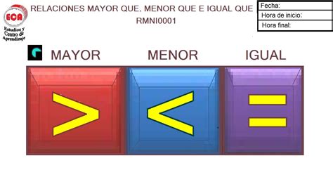 MATEMÁTICA ECA DE ENSEÑANZA BÁSICA: RELACIONES MAYOR QUE, MENOR QUE E IGUAL QUE