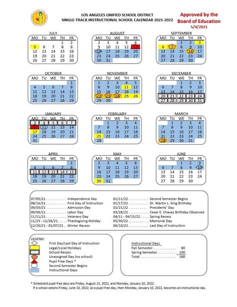 😄 Los Angeles Unified School District Calendar 2022-2023 [PDF]