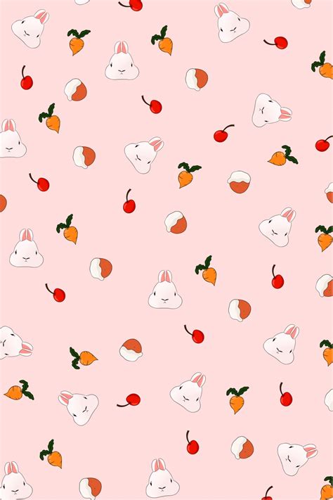 Hand Drawn Cute Cartoon Rabbit Wallpaper Print Ad Background Wallpaper Image For Free Download ...