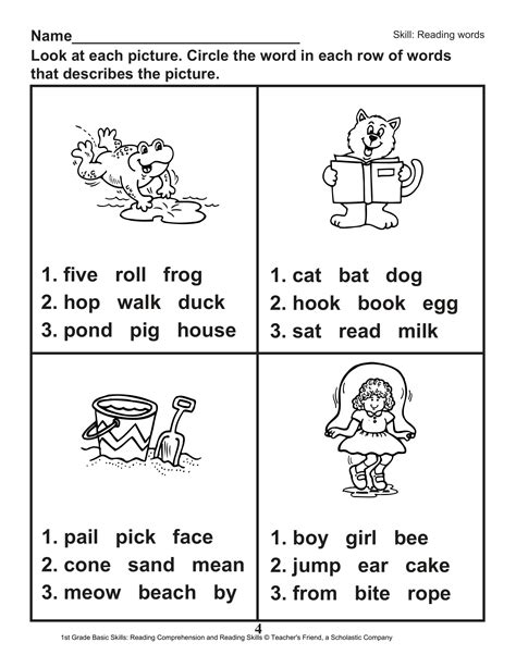 40 Scholastic 1st Grade Reading Comprehension Skills Worksheets | Worksheet Hero