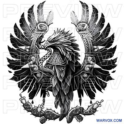 Mexican Eagle Fighting Rattlesnake Tattoo - ₪ AZTEC TATTOOS ₪ Warvox ...