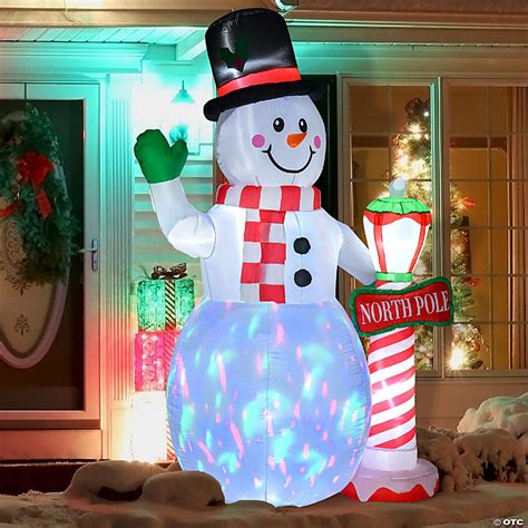 HOMCOM 8ft Christmas Inflatable Snowman with North Pole Sign Outdoor ...