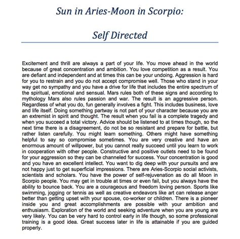 Aries Sun/Scorpio Moon - Self Directed | Aries sun scorpio moon ...