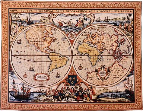 World Map tapestry - Nova Totivs Orbis - nautical maps