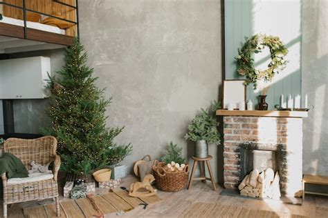 Premium Photo | Interior of a country house with a fireplace a ...