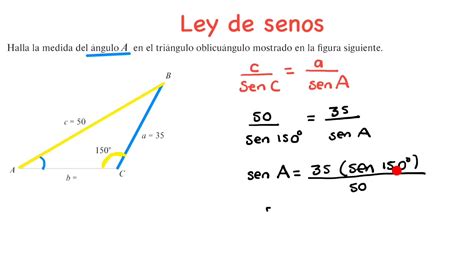 Ley de senos cuando buscamos ángulo - YouTube