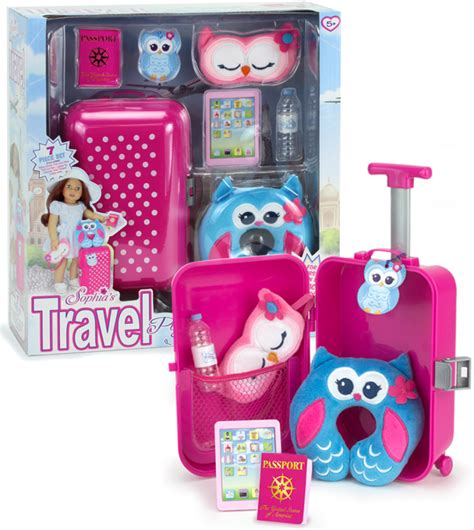 American Girl doll 7 piece travel suitcase & accessory set - The Doll Boutique