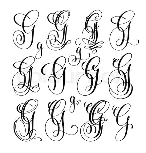 Calligraphy lettering script font G ... | Stock vector | Colourbox