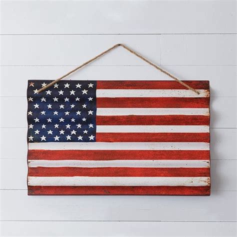 Weathered Metal American Flag Wall Decor | Antique Farmhouse