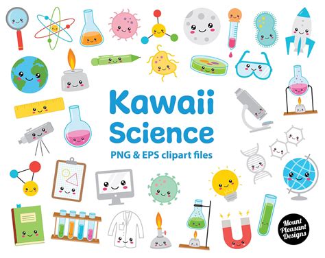 Kawaii Science Clipart Cute Cartoon Science Clip Art PNG & - Etsy