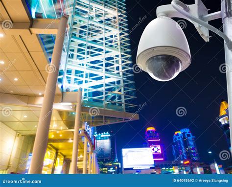 Surveillance Security Camera Or CCTV In Shopping Mall Stock Photo ...