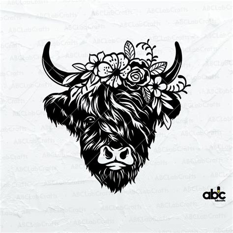 Highland Cow Svg Cow Png Cow With Flowers on Head Cute - Etsy | Cow ...