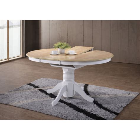 Rhode Island Solid Wood Extendable Round 6 Seater Dining Table in White ...