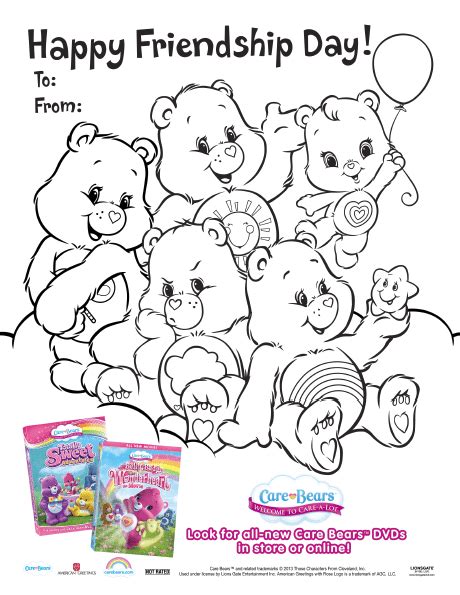 FREE Printable Friendship Day Card from the Care Bears - Jinxy Kids