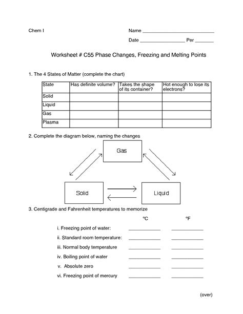 13 Phase Changes Of Matter Worksheet / worksheeto.com