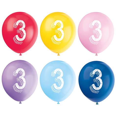 Latex Chalk Design Number 3 Balloons, Assorted, 12 in, 6ct - Walmart.com