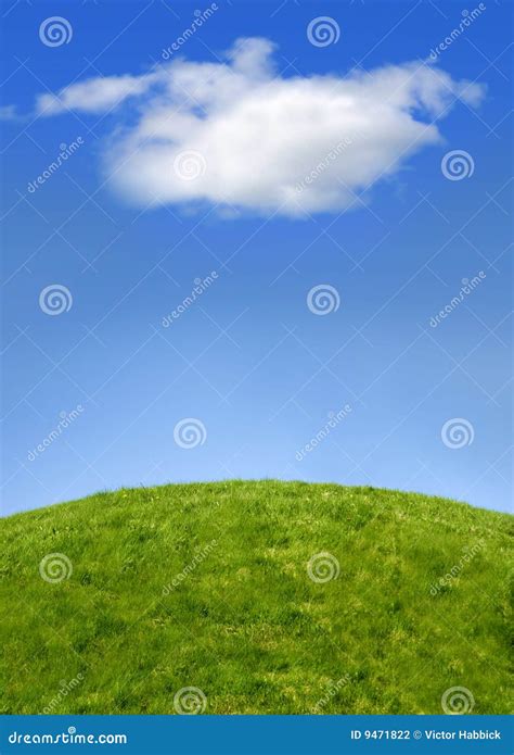 Green hill and sky stock photo. Image of skies, sunshine - 9471822