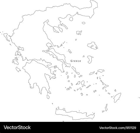 Black white greece outline map Royalty Free Vector Image