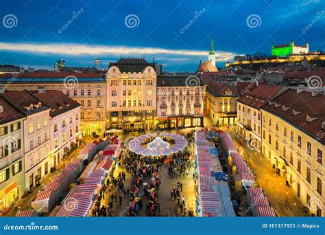 Christmas Market in Bratislava, Slovakia Stock Image - Image of church ...