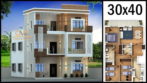 30'-0"x40'-0" 3D House Design With Layout Map | 30x40 3BHK House Plan ...