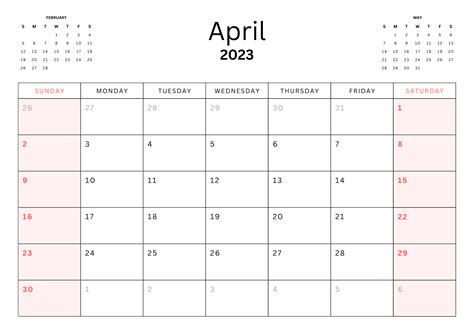 April 2023 Calendar - Template Free Download | Speedy Template